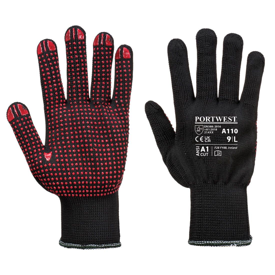 Polka Dot Gloves, Black - Medium