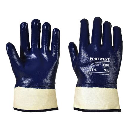 Fully Dipped Nitrile Safety Cuff Gloves, Navy - Size 2XL