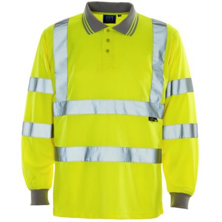 Hi Vis Yellow Bird Eye Long Sleeve Polo Shirt - Size 2XL