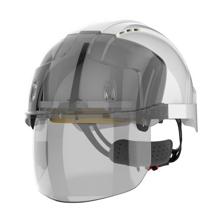 EVO® VISTAshield® Safety Helmet with Integrated Faceshield - Vented - White / Smoke