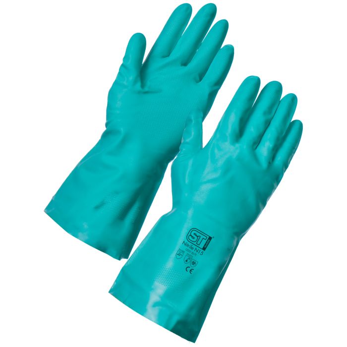 Green Nitrile N15 Gloves, Pk/12 - Large