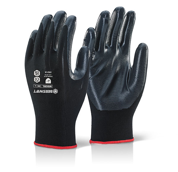 Nitrile Dipped Gloves, Black, 1 pair - Medium